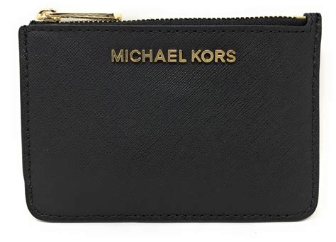 small michael kors wallet black|Michael Kors black zipper wallet.